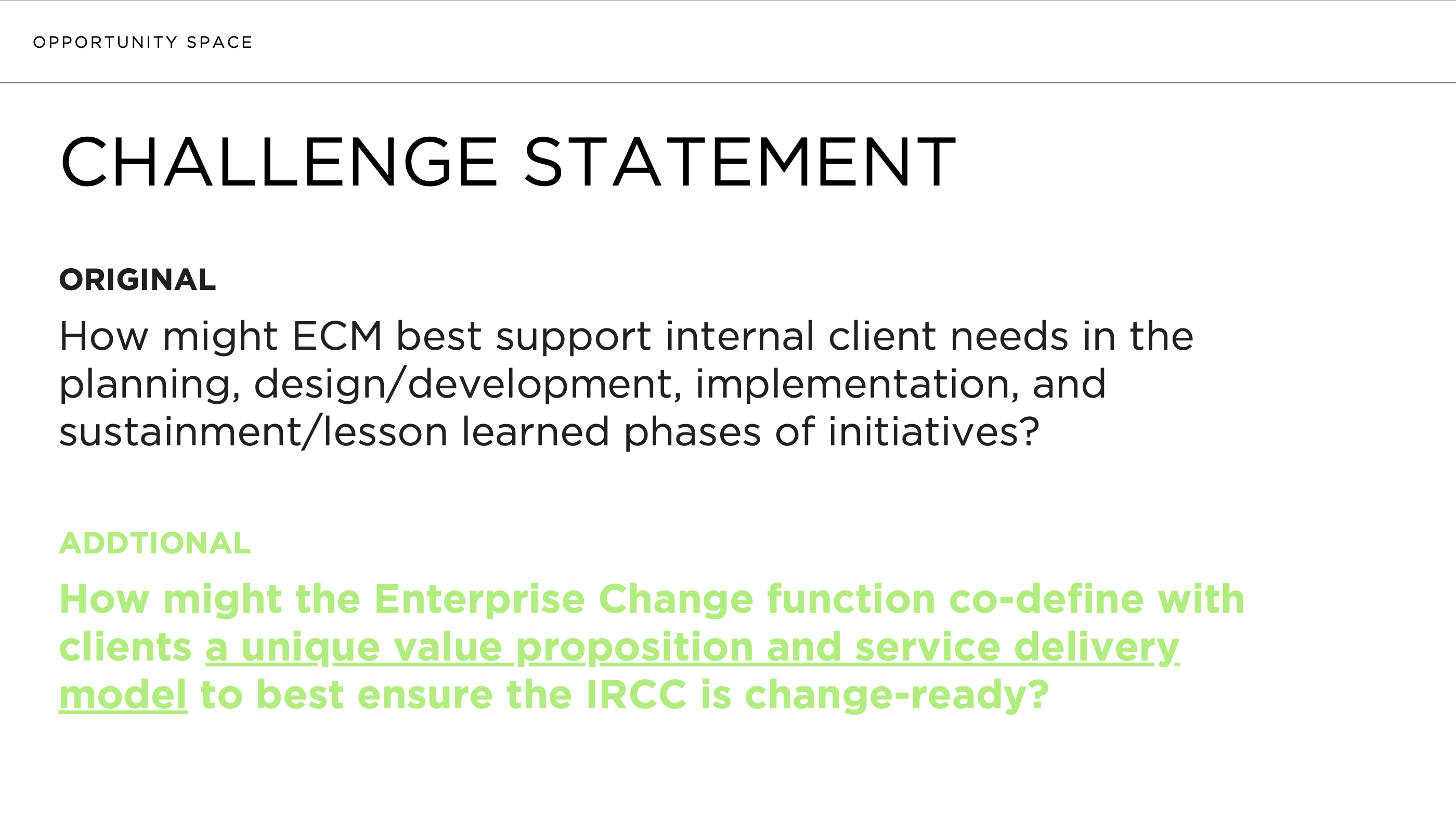 Reframed challenge statement