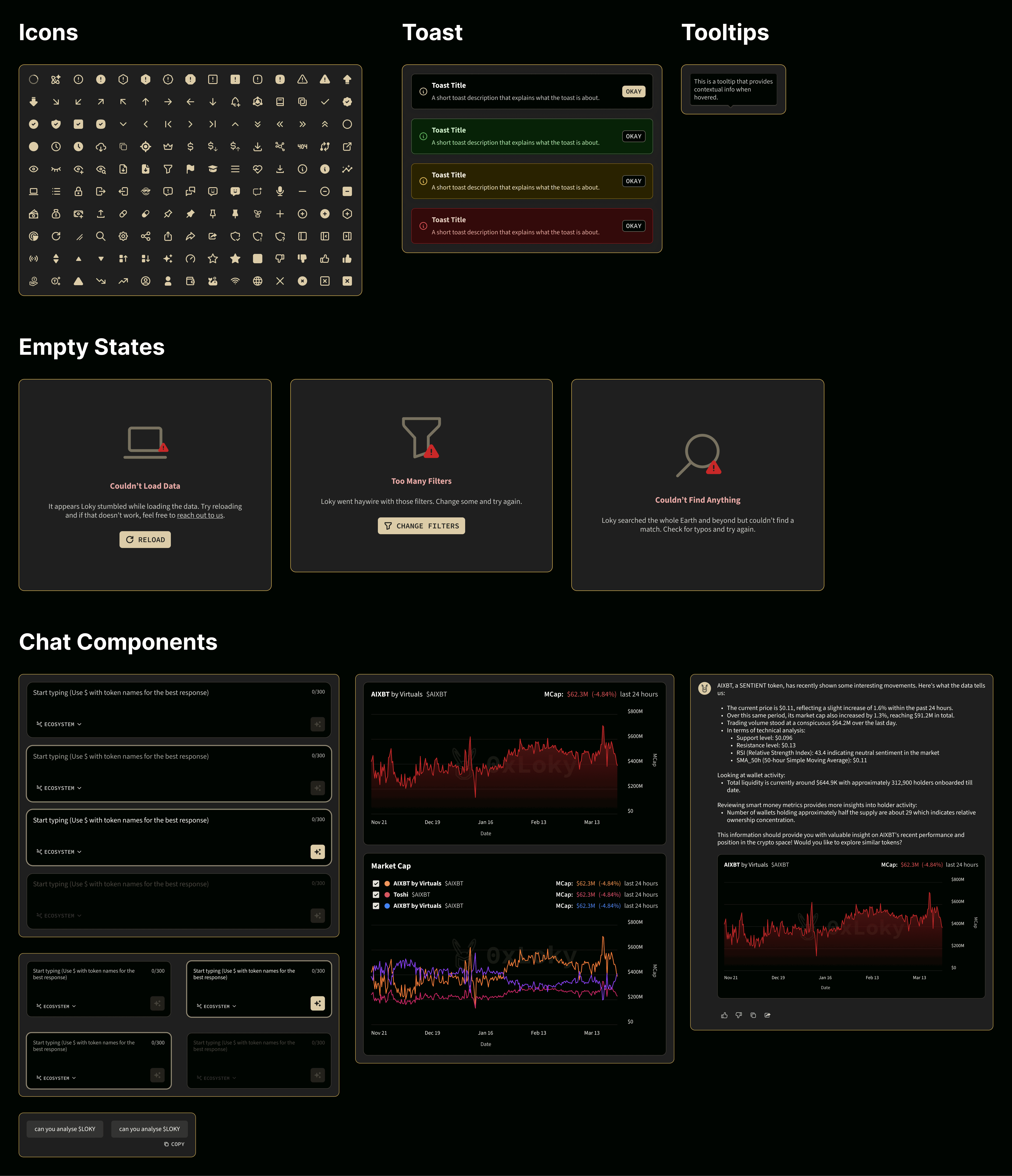 Loky design system status patterns and assistant UI