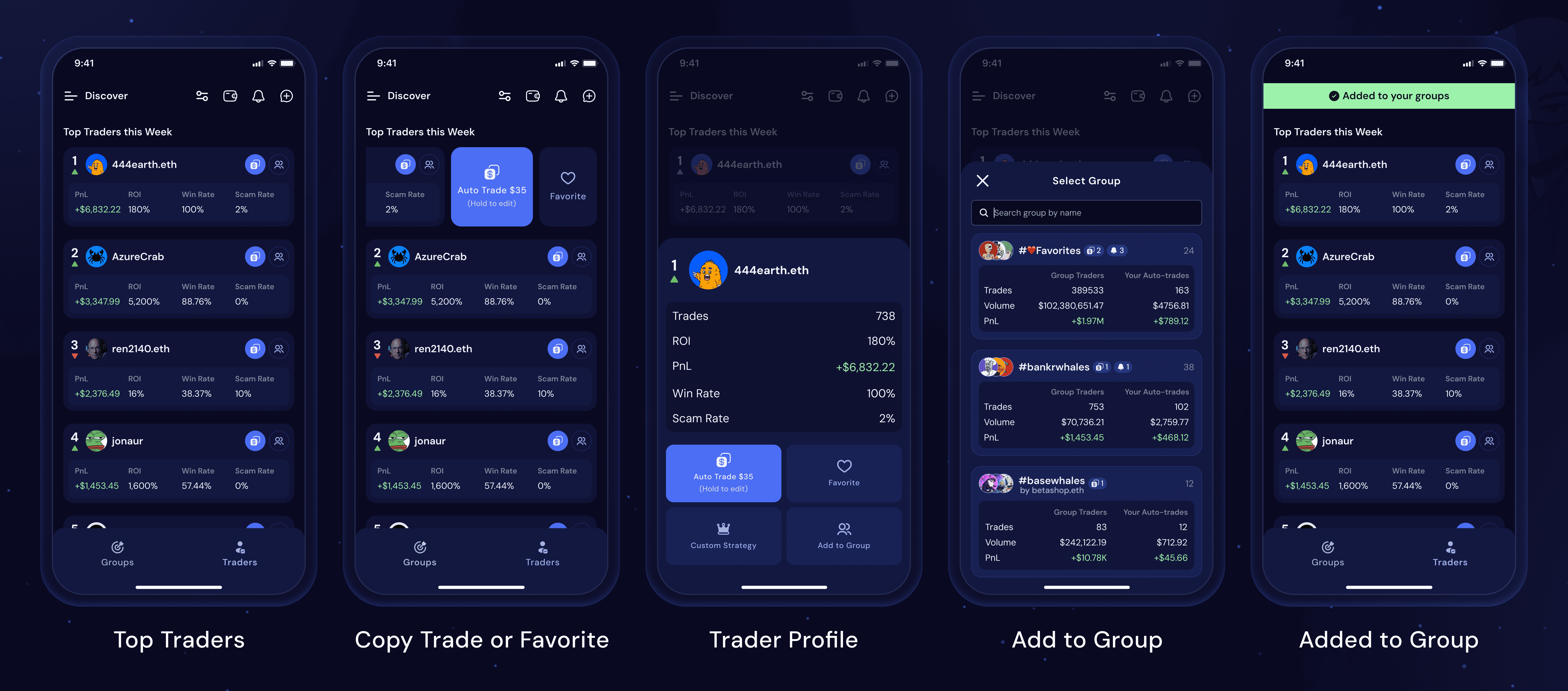 Senpi discover: traders and groups